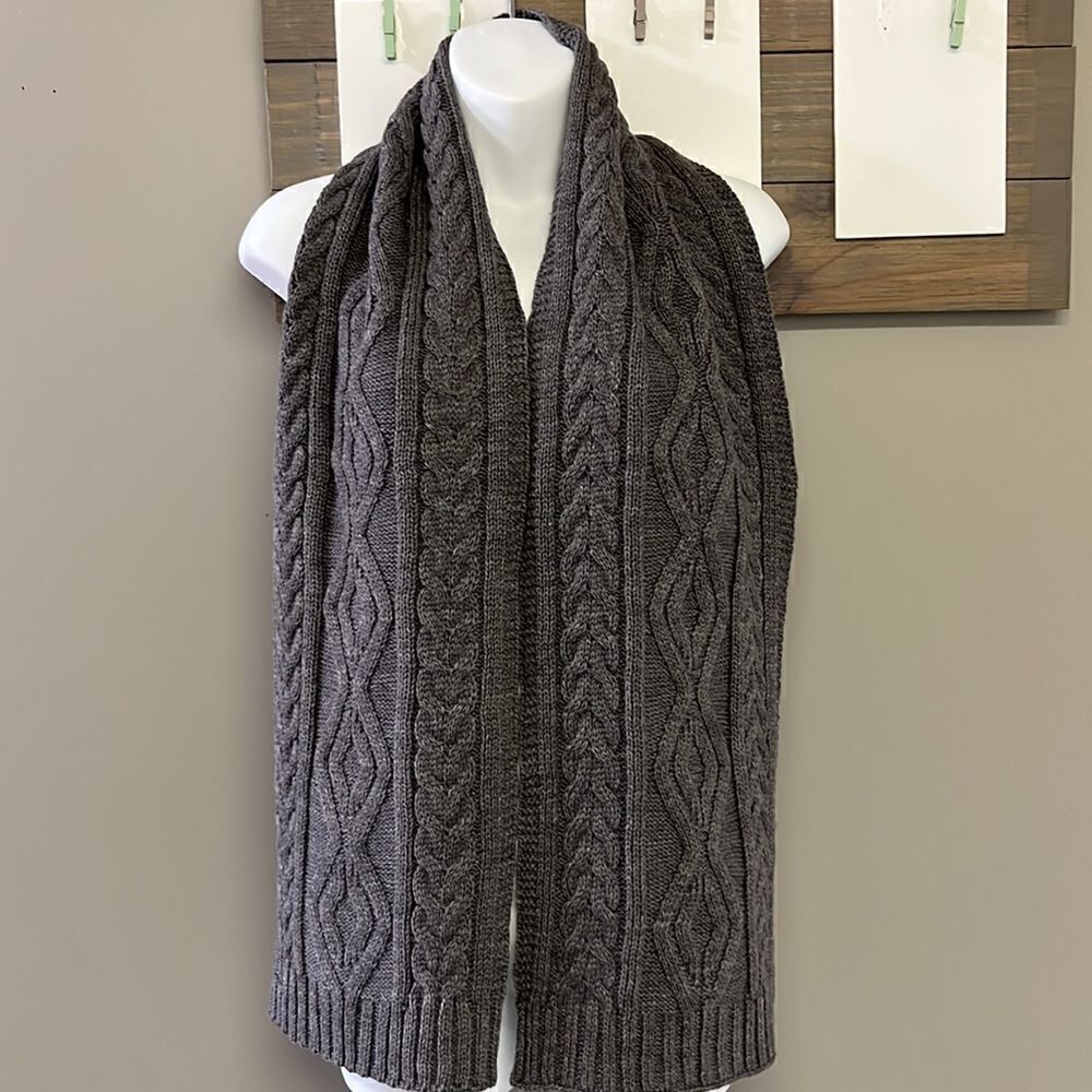 Dark Gray Cable knit Winter Acrylic Scarf- Unisex